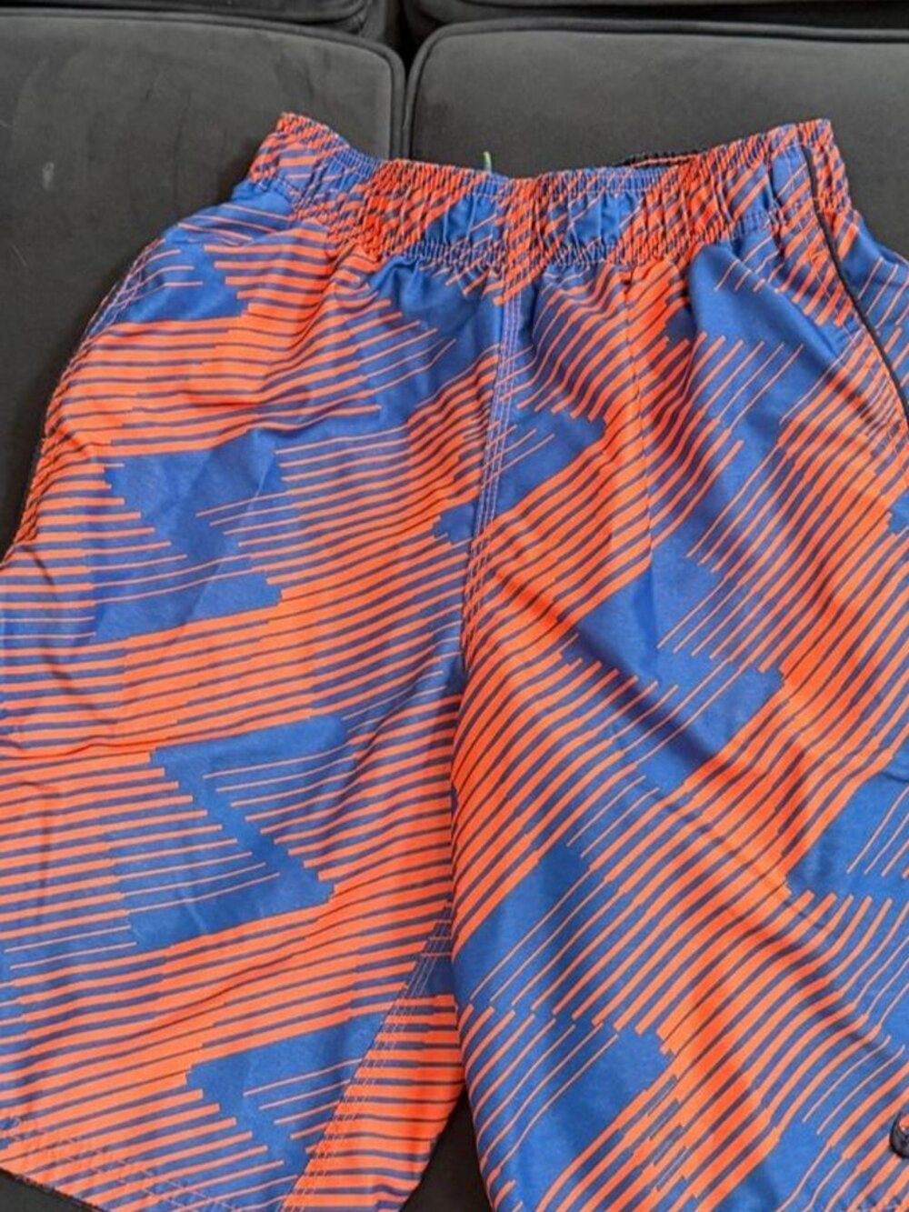 Nike Boys Swim Trunks Blue Orange Geometric Print Size L